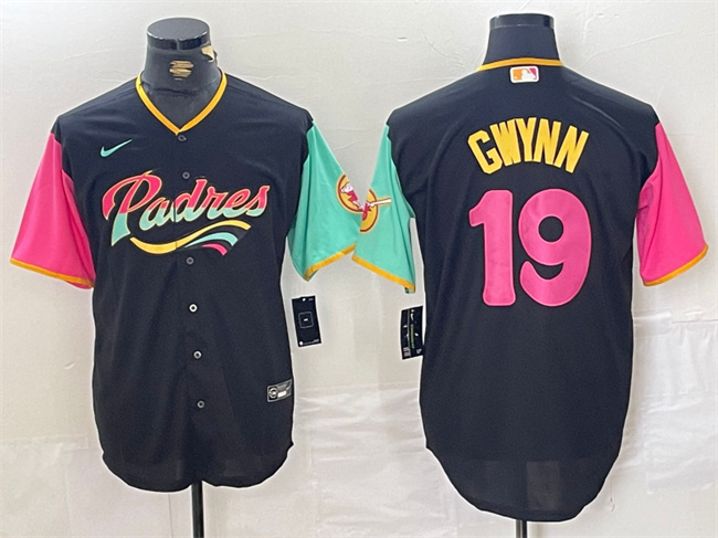 Men's San Diego Padres #19 Tony Gwynn Black City Connect Cool Base Stitched Baseball Jersey Men's San Diego Padres #19 Tony Gwynn Black City Connect Cool Base Stitched Baseball Jersey